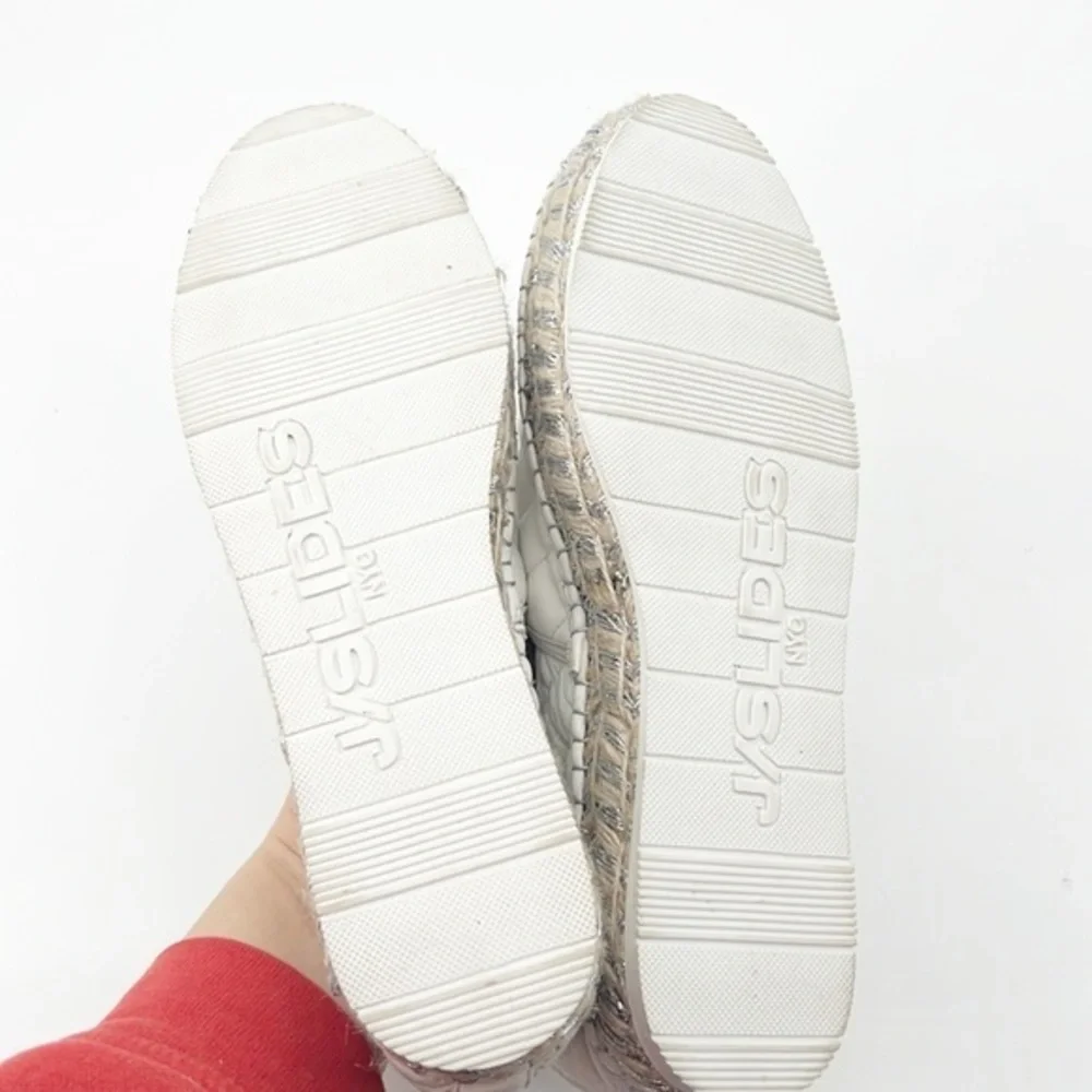 J/Slides Renata White Quilted Flatform Espadrilles size 10